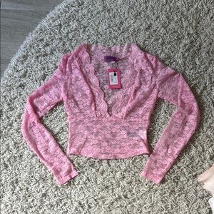 Pink Lace Long Sleeve Top